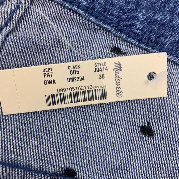 SOLD*Madewell Slim Straight Jeans Navy Dot Edition - Picture 10 of 13